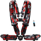 Checkered Chaos Red | 50 Cal 4-Point UTV Harness Elite Camlock with Bypass for Can-Am or Polaris UTVs