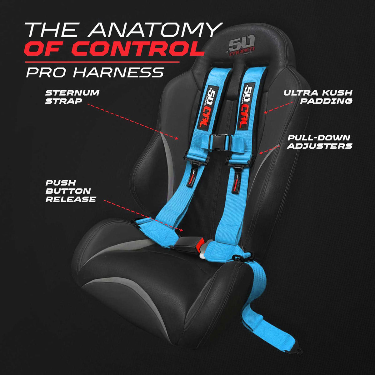 Electric Blue | 4 Point UTV Harness Pro Series Quick Lock
