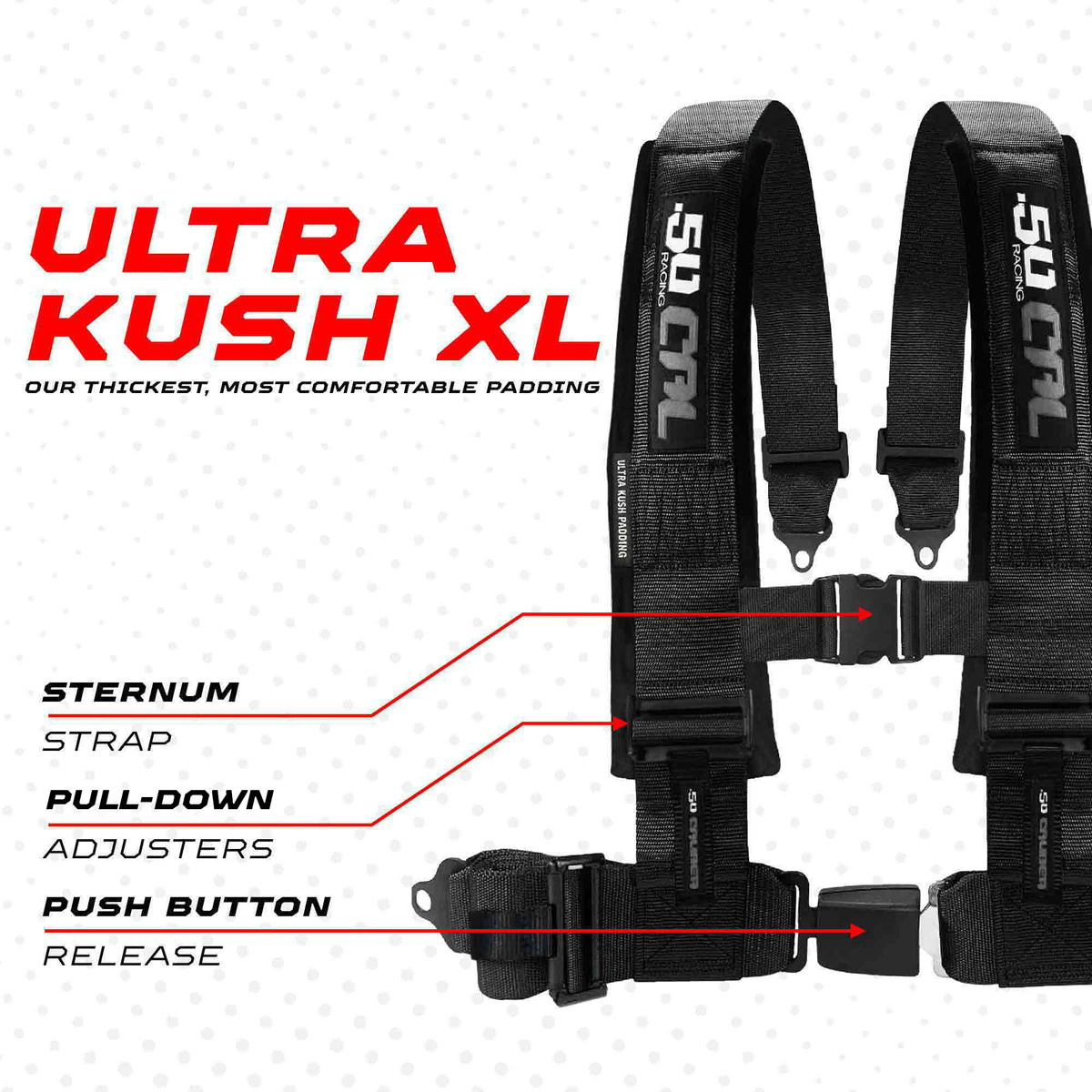 Stealth Black | 4 Point UTV Harness Elite Series Quick Lock