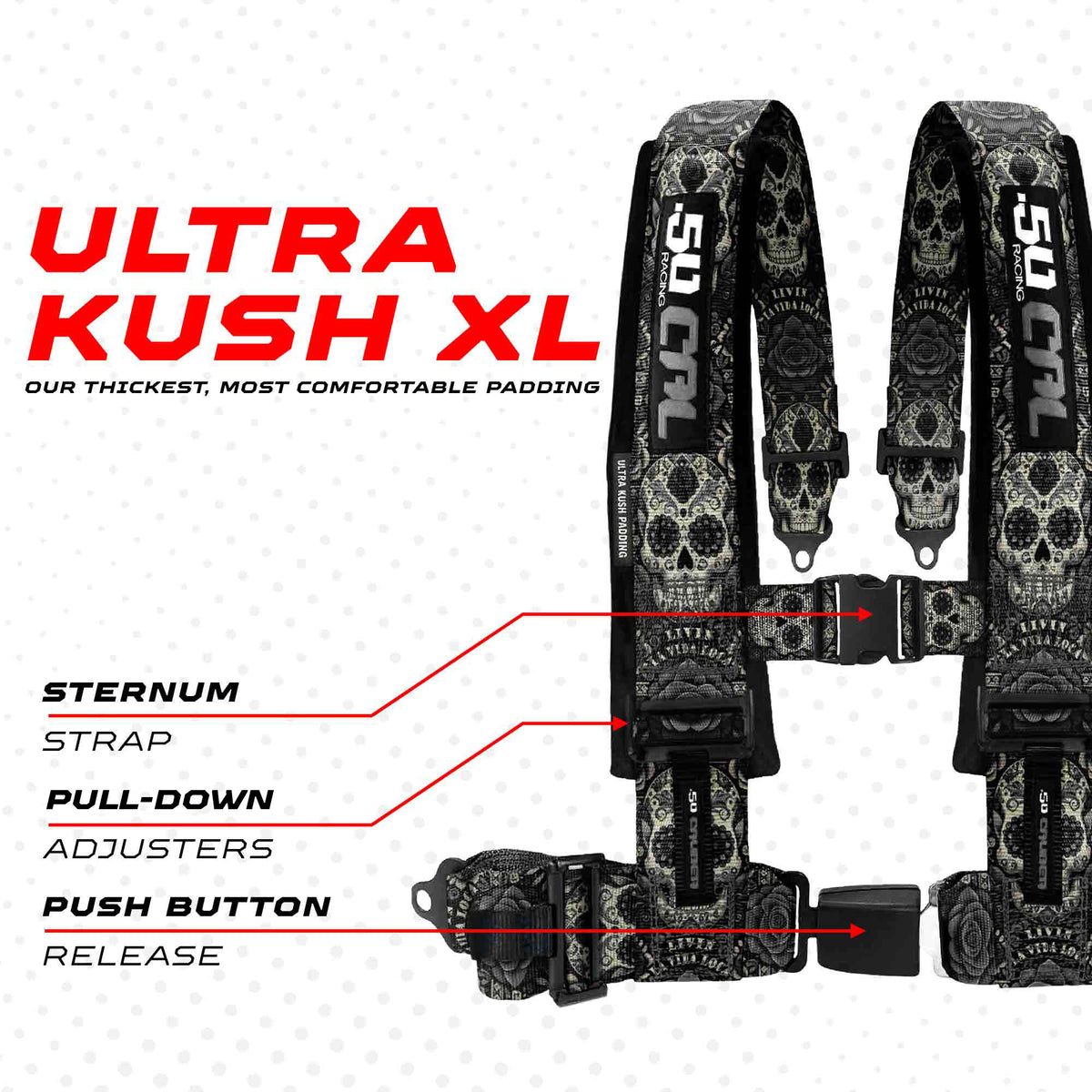 Black Sugar Skull | 4 Point UTV Harness Elite Series Quick Lock