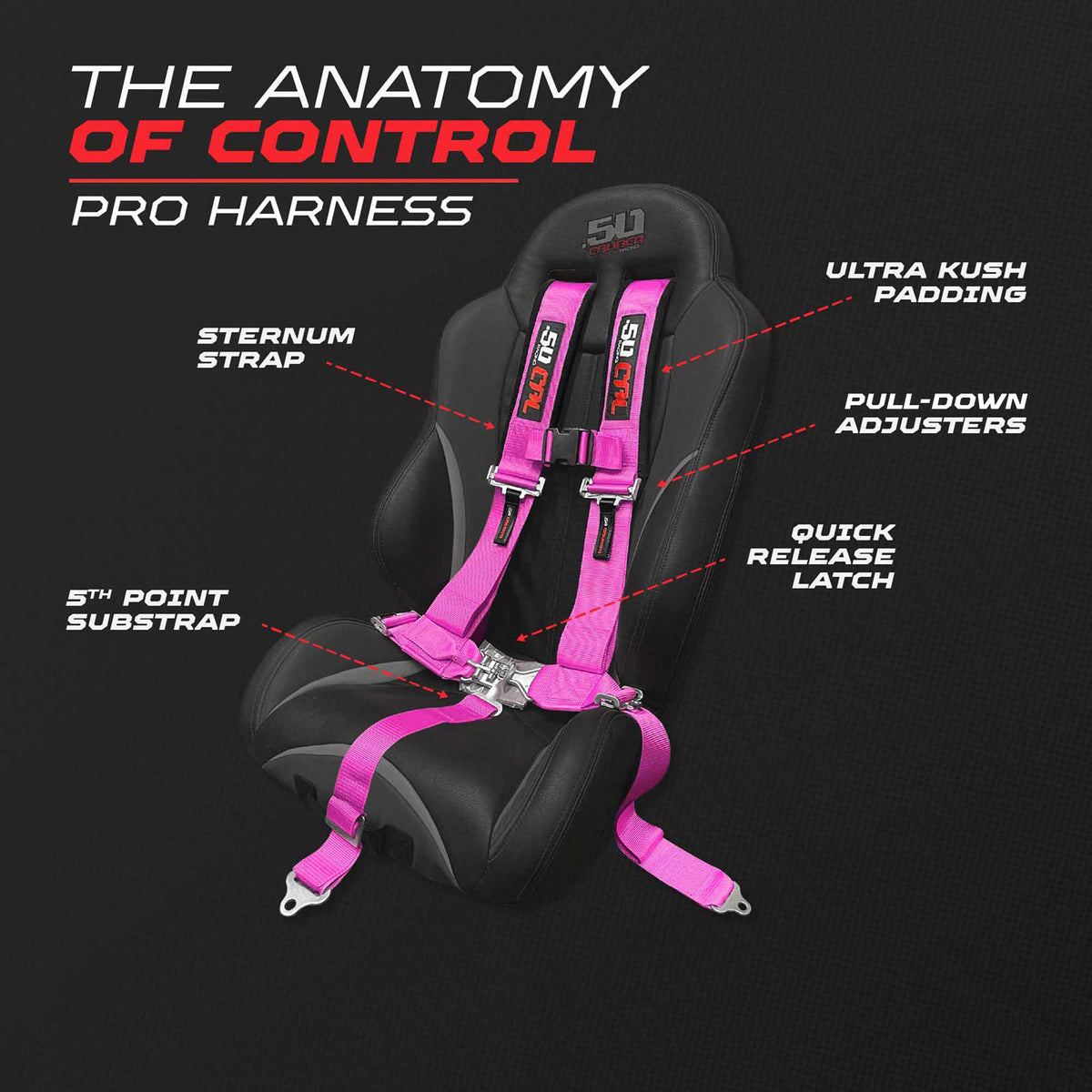 Rogue Pink | Pink | 5 Point UTV Harness Pro Series Race Latch
