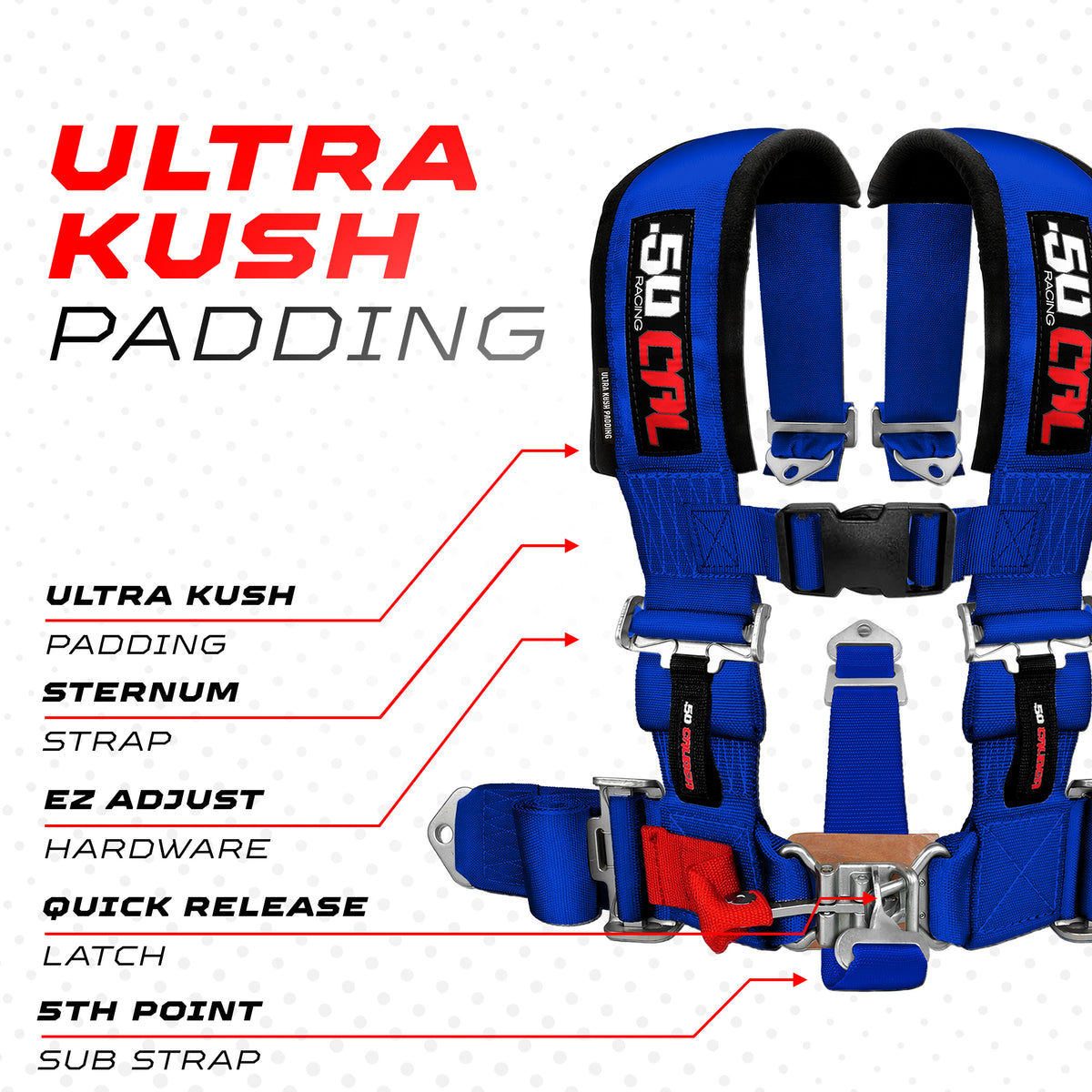 Nitro Blue | Blue | 5 Point UTV Harness Pro Series Race Latch