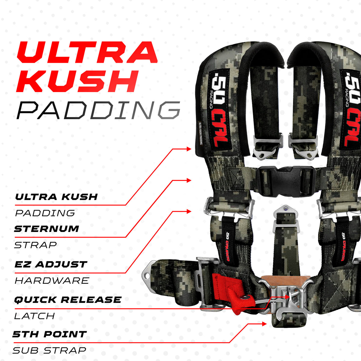 Carbon Camo | Digital Camo | 5 Point UTV Harness Pro Series Race Latch