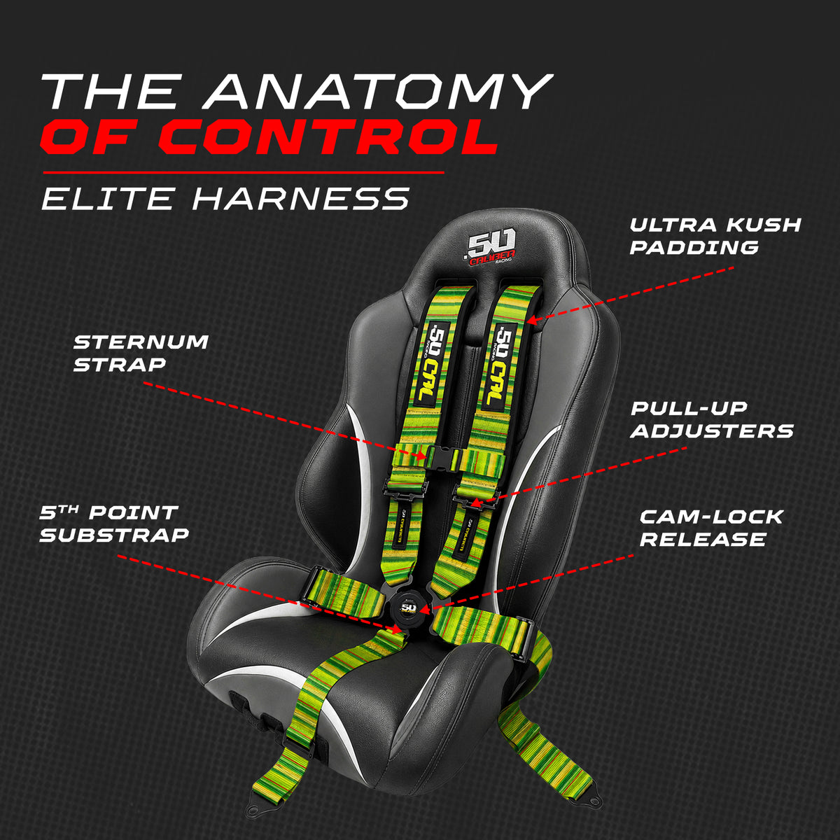 Sarape Havoc Lime | 50 Cal 5-Point UTV Harness Elite Camlock