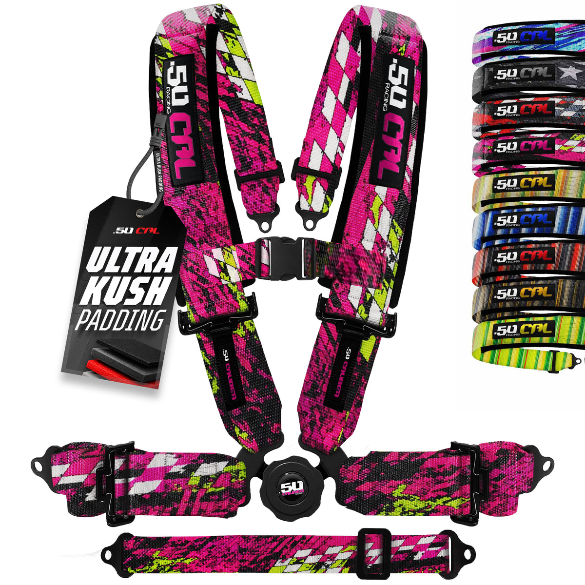 Checkered Chaos Pink | 50 Cal 5-Point UTV Harness Elite Camlock