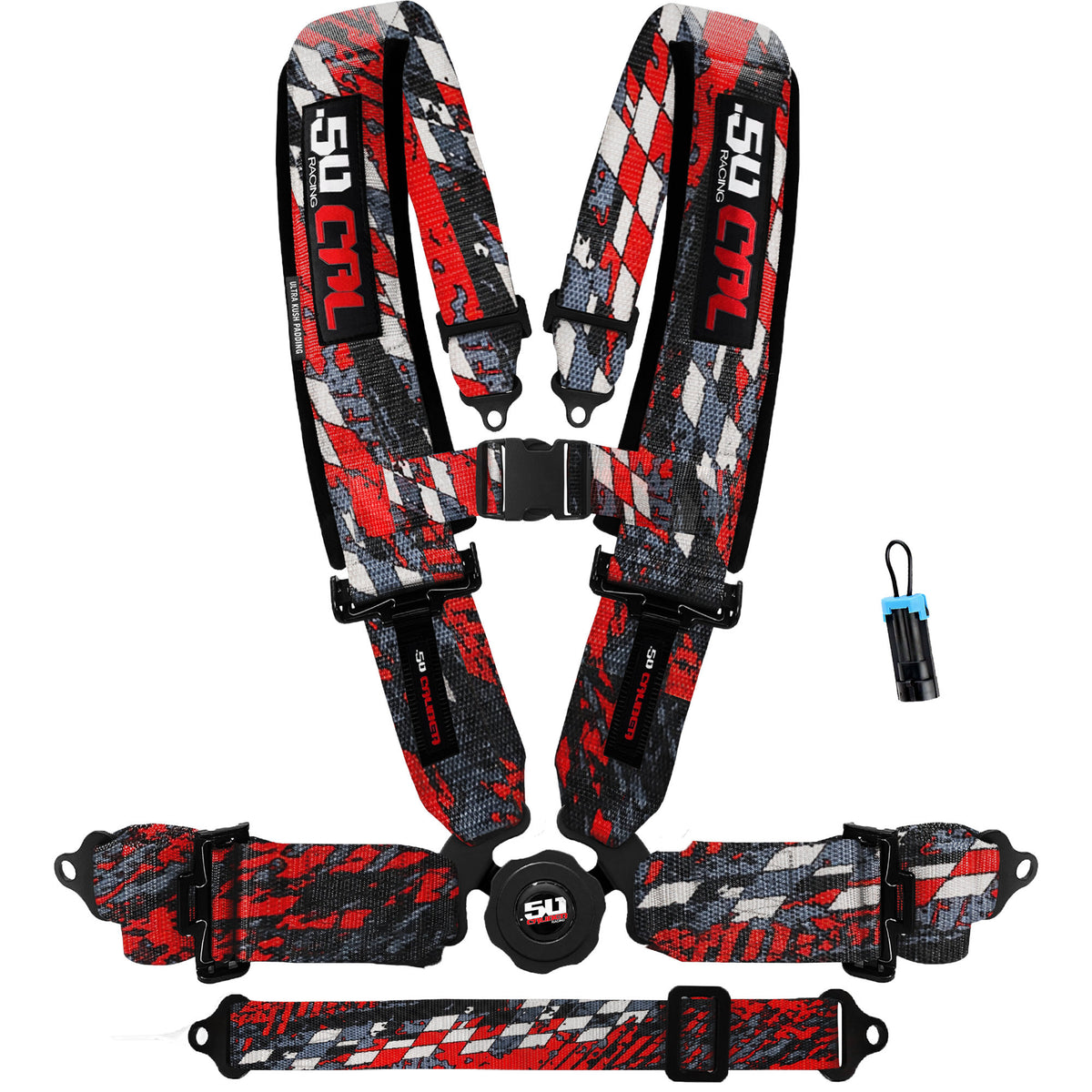 Checkered Chaos Red | 50 Cal 5-Point UTV Harness Elite Camlock