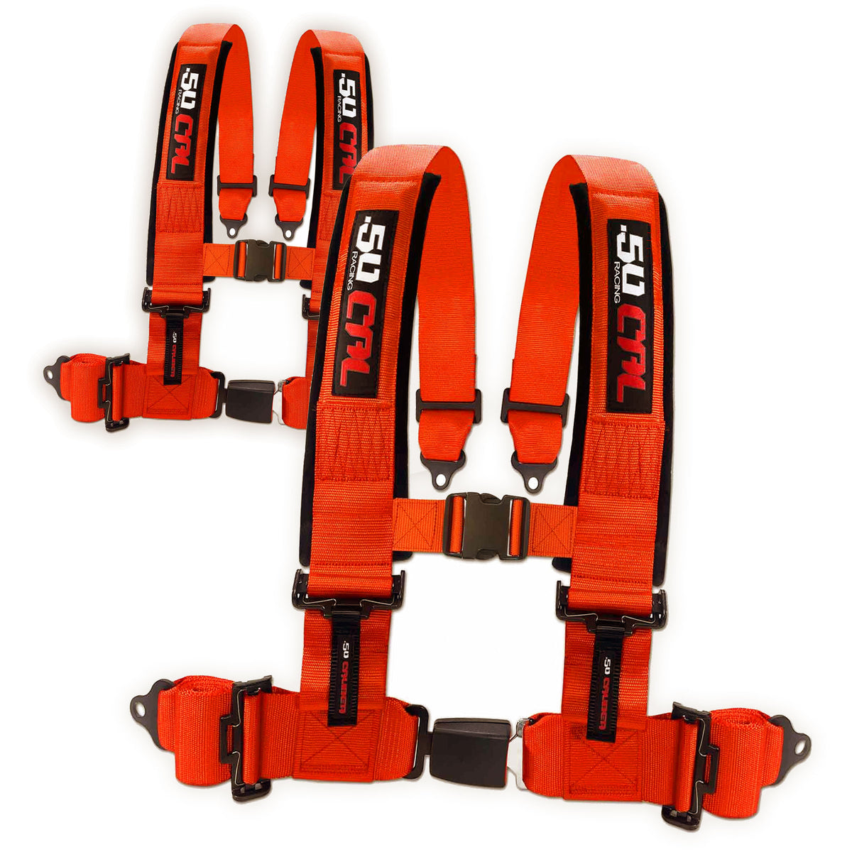 Blaze Orange | 4 Point UTV Harness 2 Pack with Push-Button Buckle