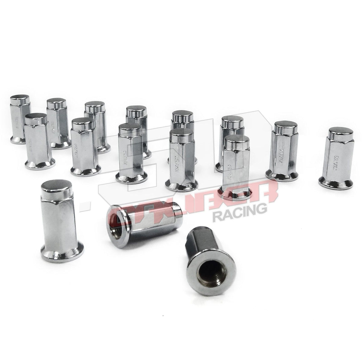 Flat Lug Nuts 12x1.25 Chrome Finish - 16 Pack | 50 Caliber Racing - Set of 16 Chrome Flat Lug Nuts 12x1.25 for Kawasaki Teryx, Mule, Yamaha YXZ1000R, Viking, Wolverine