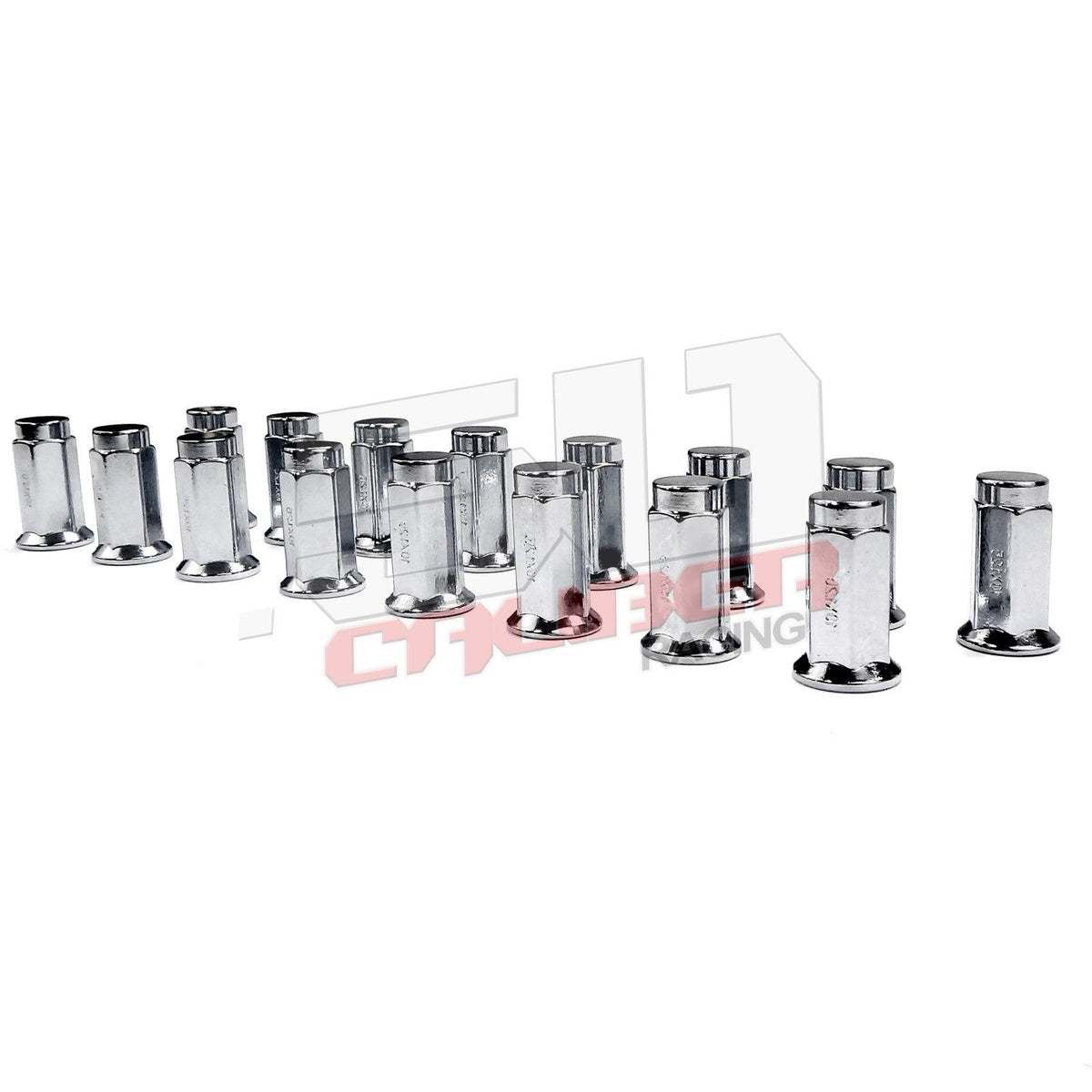 Flat Lug Nuts 12x1.25 Chrome Finish - 16 Pack | 50 Caliber Racing - Set of 16 Chrome Flat Lug Nuts 12x1.25 for Kawasaki Teryx, Mule, Yamaha YXZ1000R, Viking, Wolverine