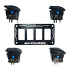 Universal 4 Hole Billet Dash Switch Panel Kit | Universal 4 Hole Dash Panel Combo including 4 Rocker Switches