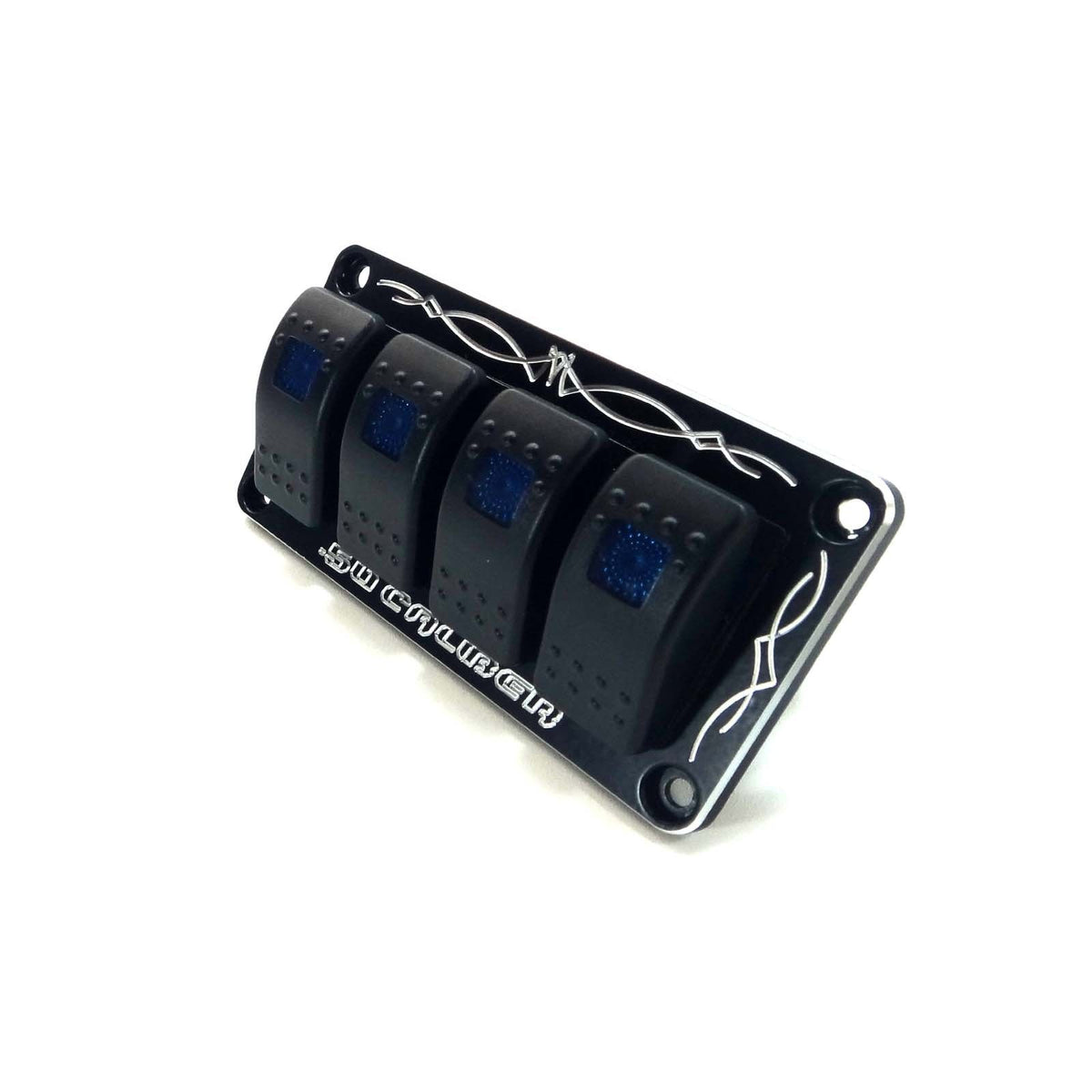 Universal 4 Hole Billet Dash Switch Panel Kit | Universal 4 Hole Dash Panel Combo including 4 Rocker Switches