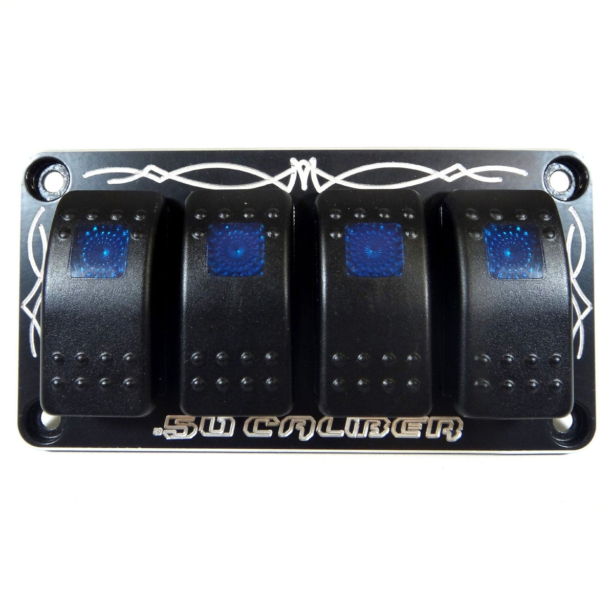 Universal 4 Hole Billet Dash Switch Panel Kit | Universal 4 Hole Dash Panel Combo including 4 Rocker Switches