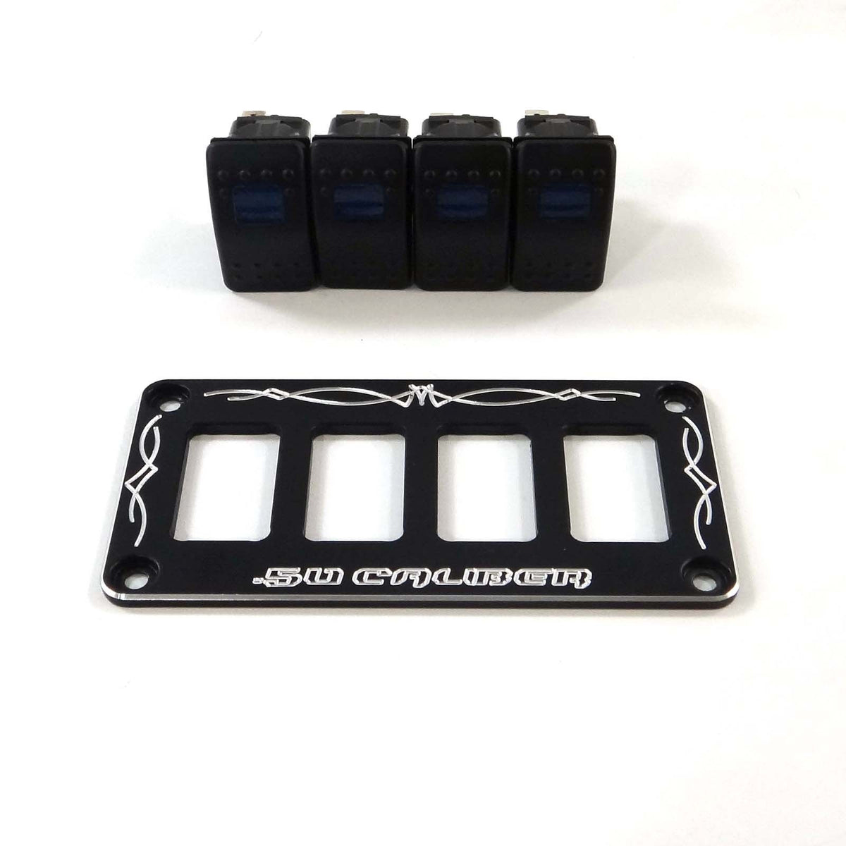 Universal 4 Hole Billet Dash Switch Panel Kit | Universal 4 Hole Dash Panel Combo including 4 Rocker Switches