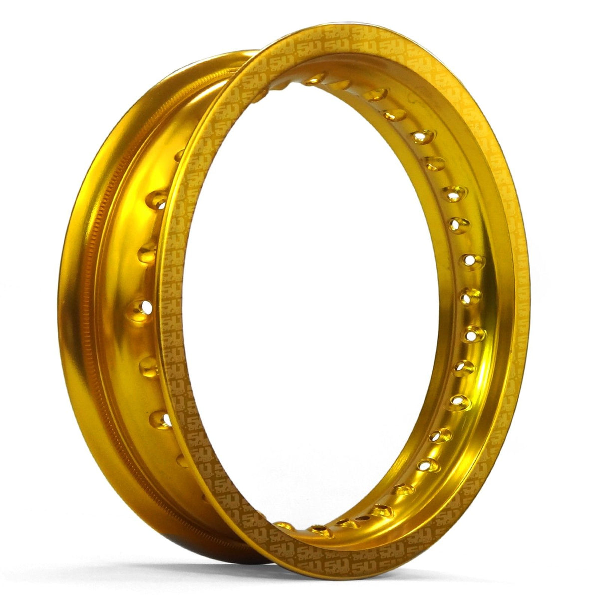 Gold | 50 Caliber Racing Pit Bike 12 inch Rims - 32 Hole available in BLACK, GOLD, RED or BLUE Anodized.