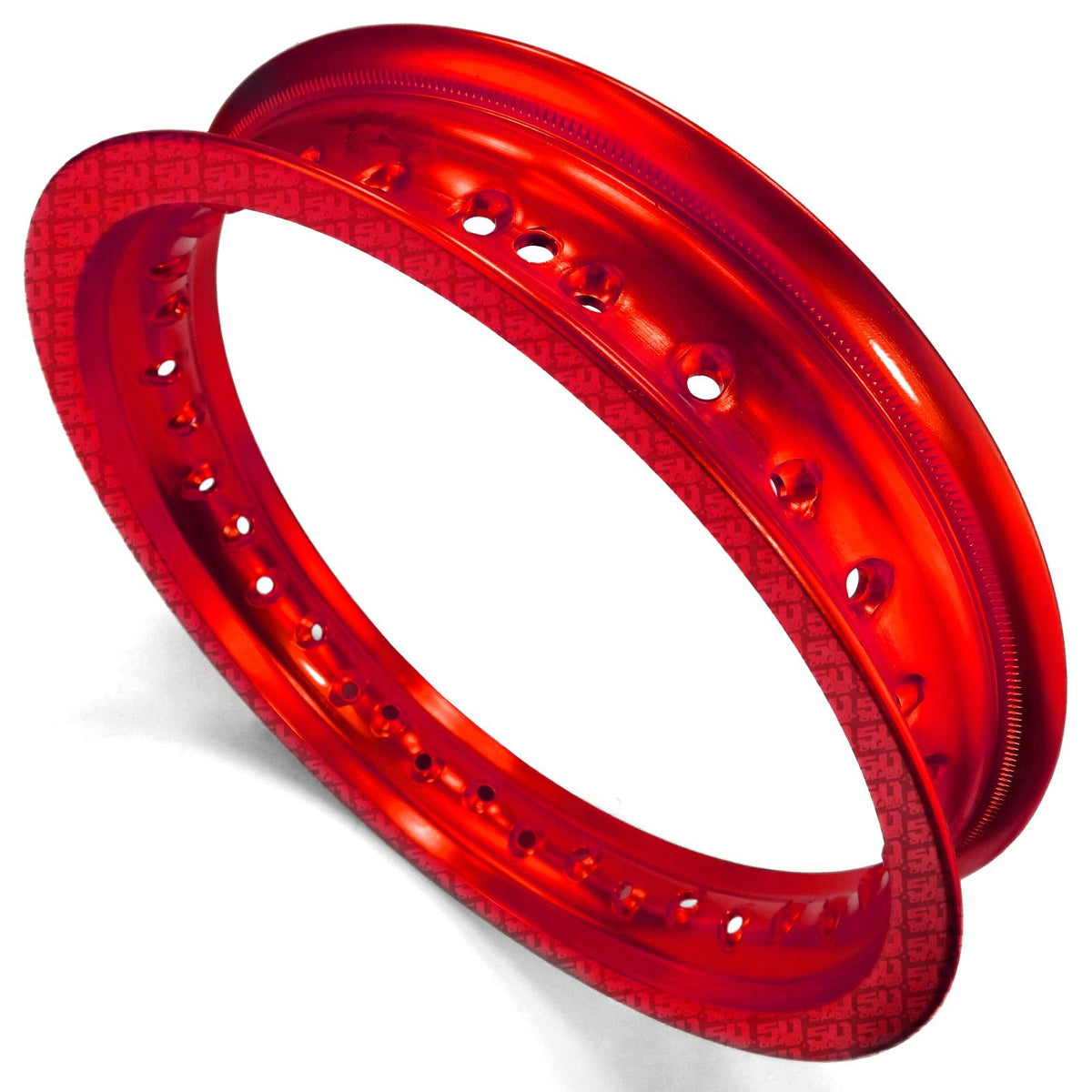 Red | 50 Caliber Racing Pit Bike 12 inch Rims - 32 Hole available in BLACK, GOLD, RED or BLUE Anodized.