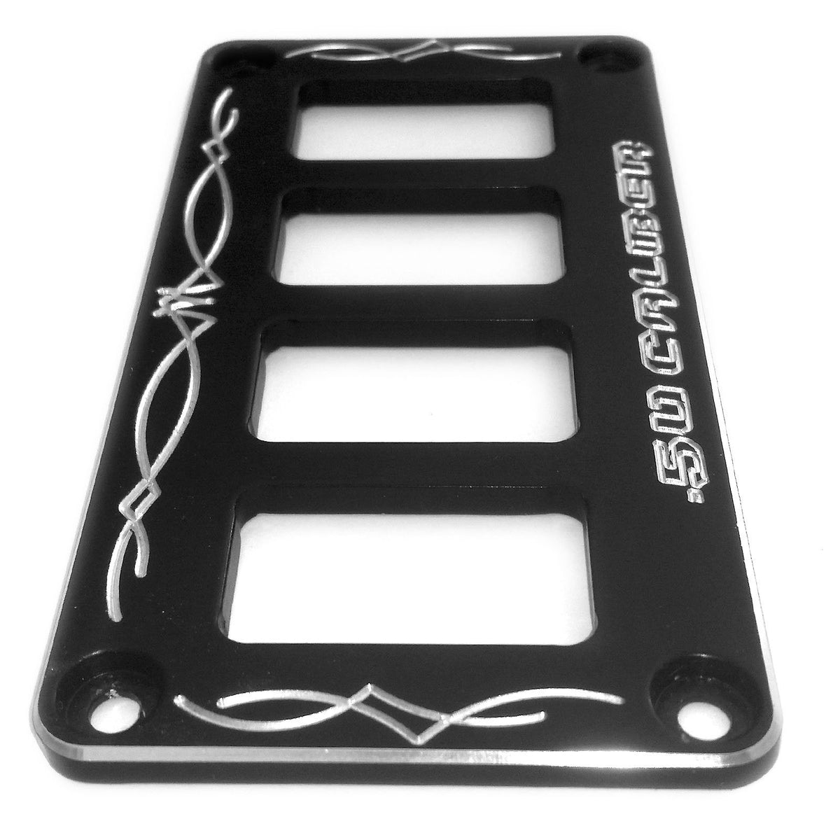 Black | 50 Caliber Racing Universal CNC Billet Aluminum 4 Switch Dash Panel
