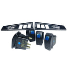 Black | Polaris Ride Command 6 Switch Dash Panel Black 2 Piece Combo with 4 Free Waterproof Carling Illuminated 12V Switches
