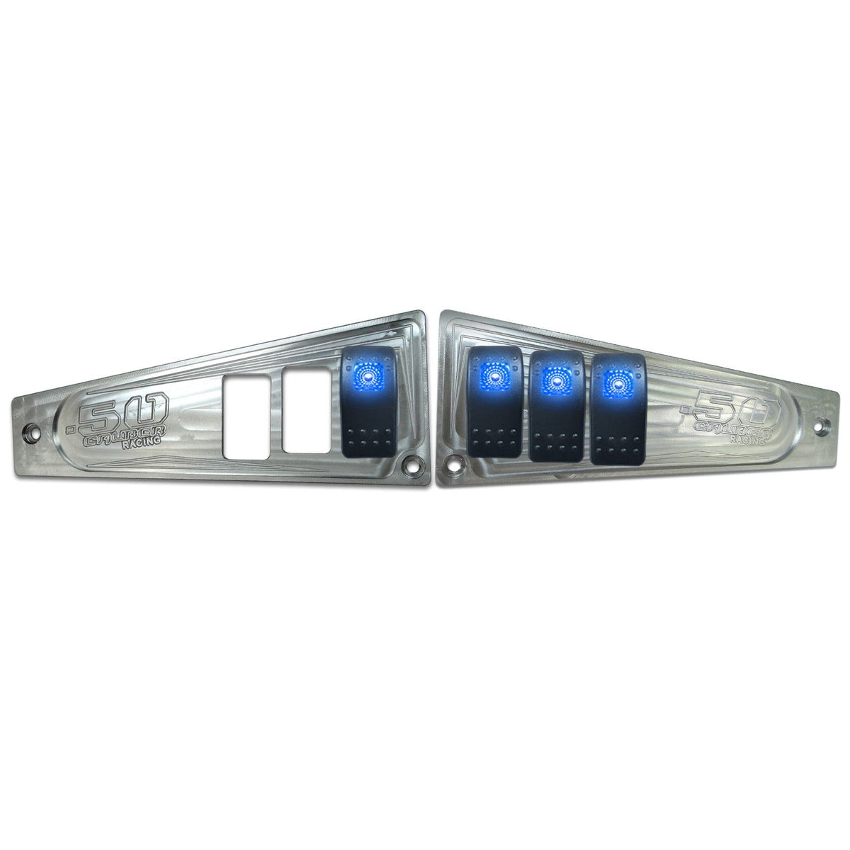 Raw Silver | Polaris Ride Command 6 Switch Dash Panel Raw Silver 2 Piece Combo with 4 Free Waterproof Carling Illuminated 12V Switches