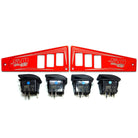 Red | Polaris Ride Command 6 Switch Dash Panel Red 2 Piece Combo with 4 Free Waterproof Carling Illuminated 12V Switches