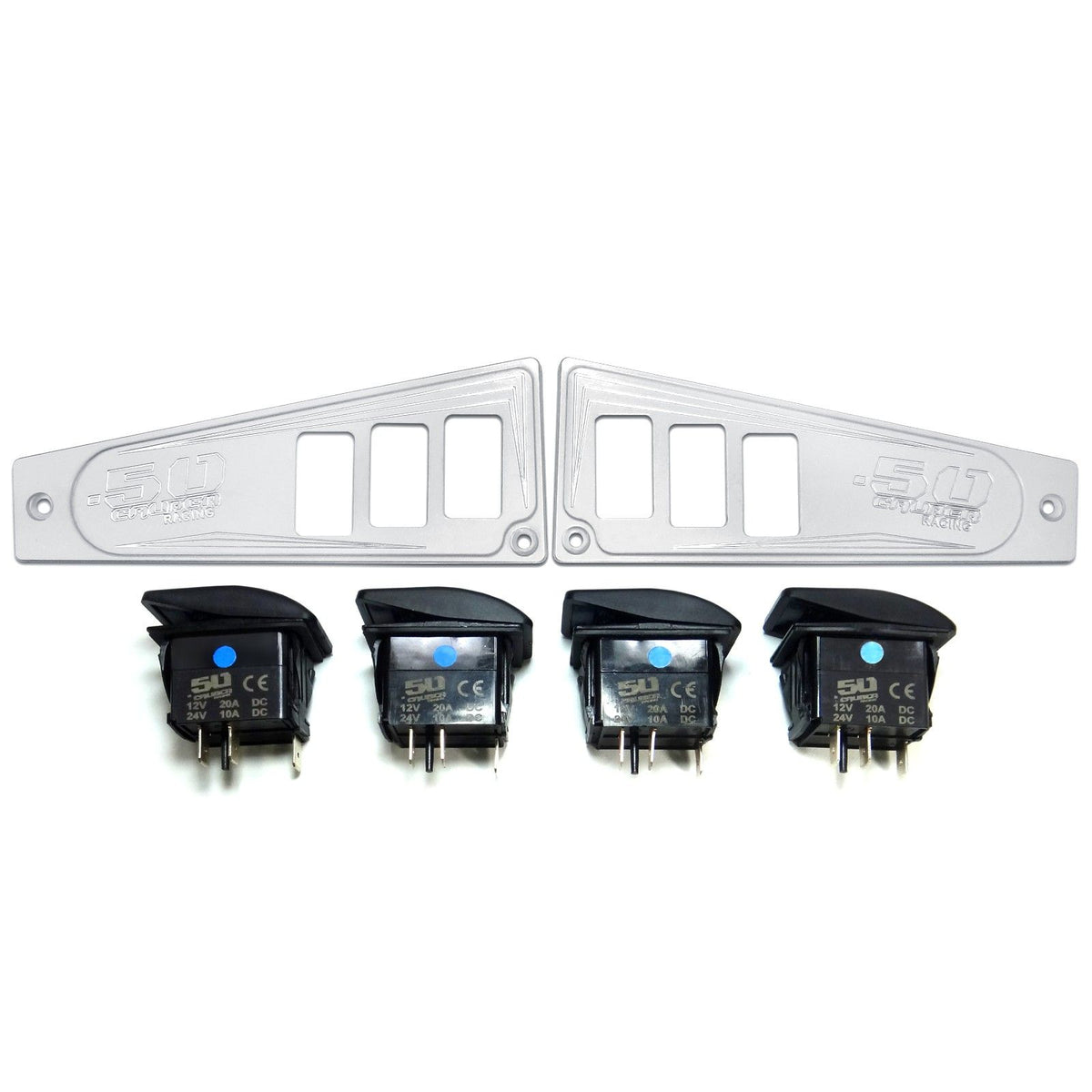 White | Polaris Ride Command 6 Switch Dash Panel White Lightning 2 Piece Combo with 4 Free Waterproof Carling Illuminated 12V Switches
