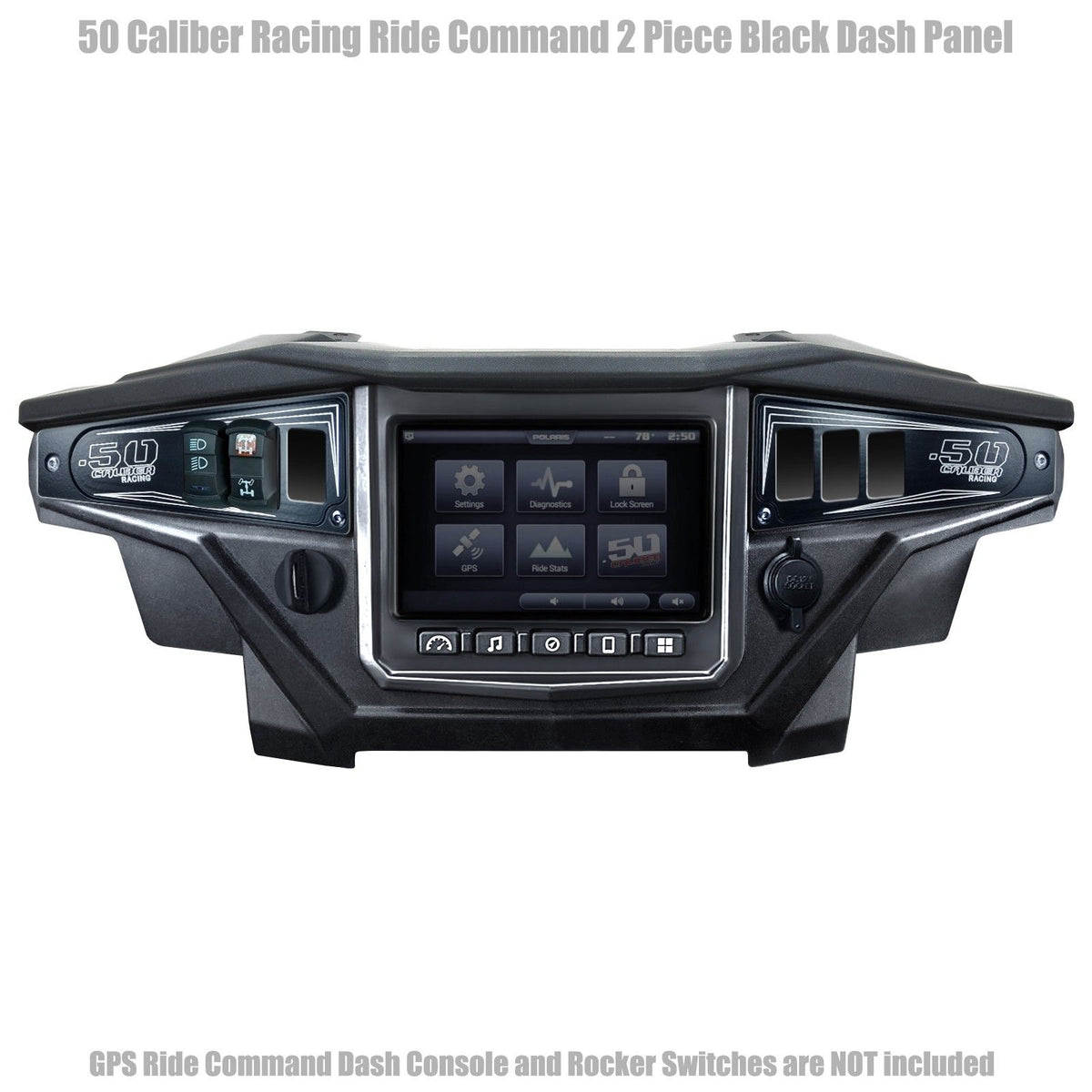 Black | Polaris Ride Command 6 Switch Dash Panel Stealth Black 2 Piece Kit