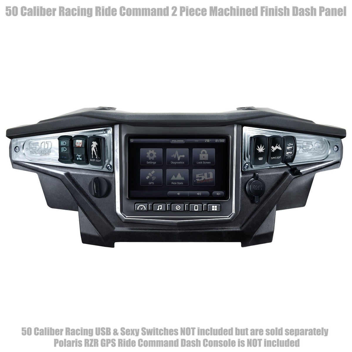 Raw Silver | Polaris Ride Command 6 Switch Dash Panel Raw Silver 2 Piece Kit