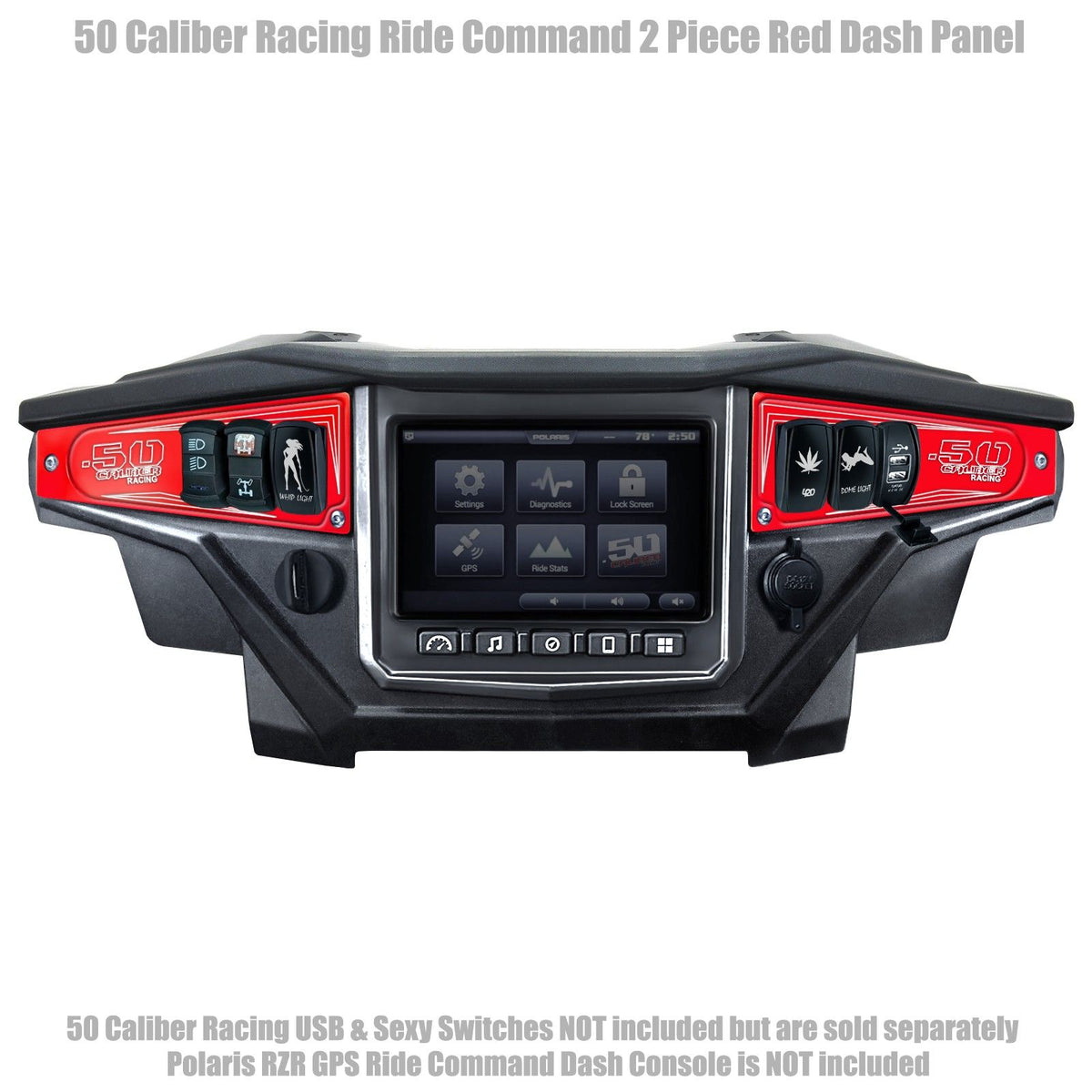 Red | Polaris Ride Command 6 Switch Dash Panel Red 2 Piece Kit