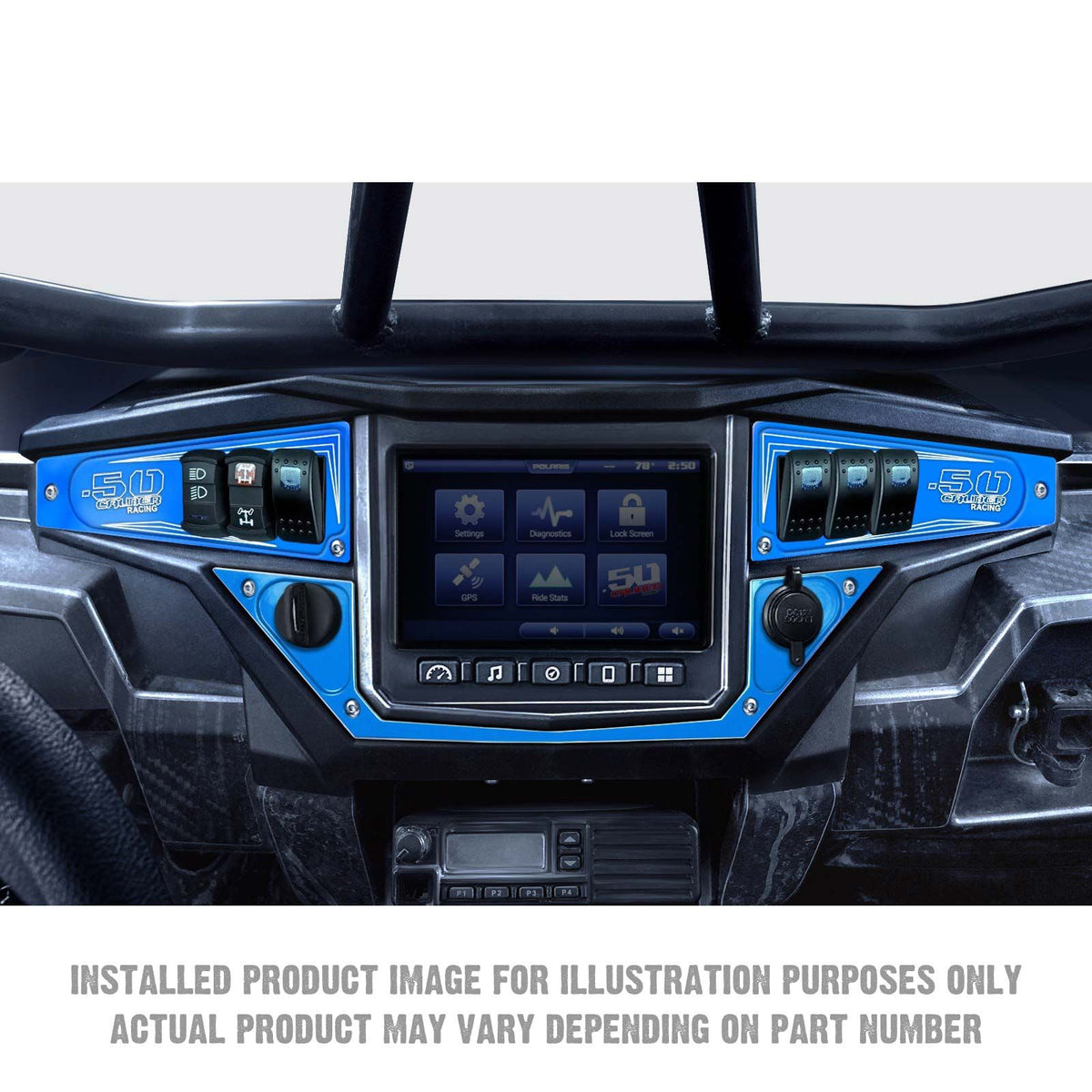 Voodoo Blue | Polaris Ride Command 6 Switch Dash Panel Voodoo Blue 3 Piece Kit