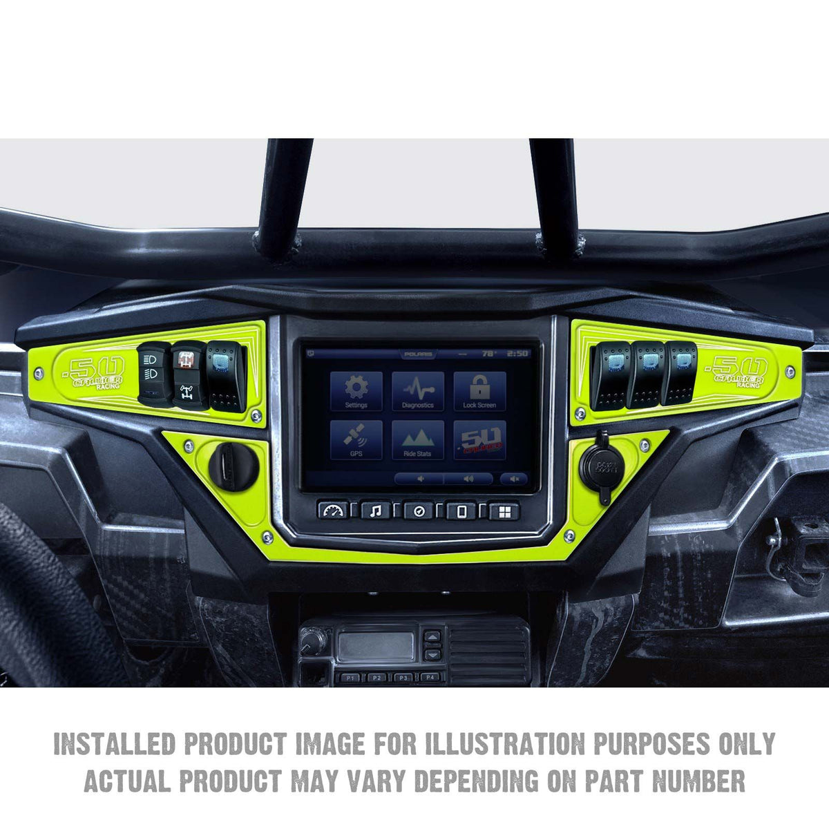 Lime Squeeze | Polaris Ride Command 6 Switch Dash Panel Lime Squeeze 3 Piece Kit