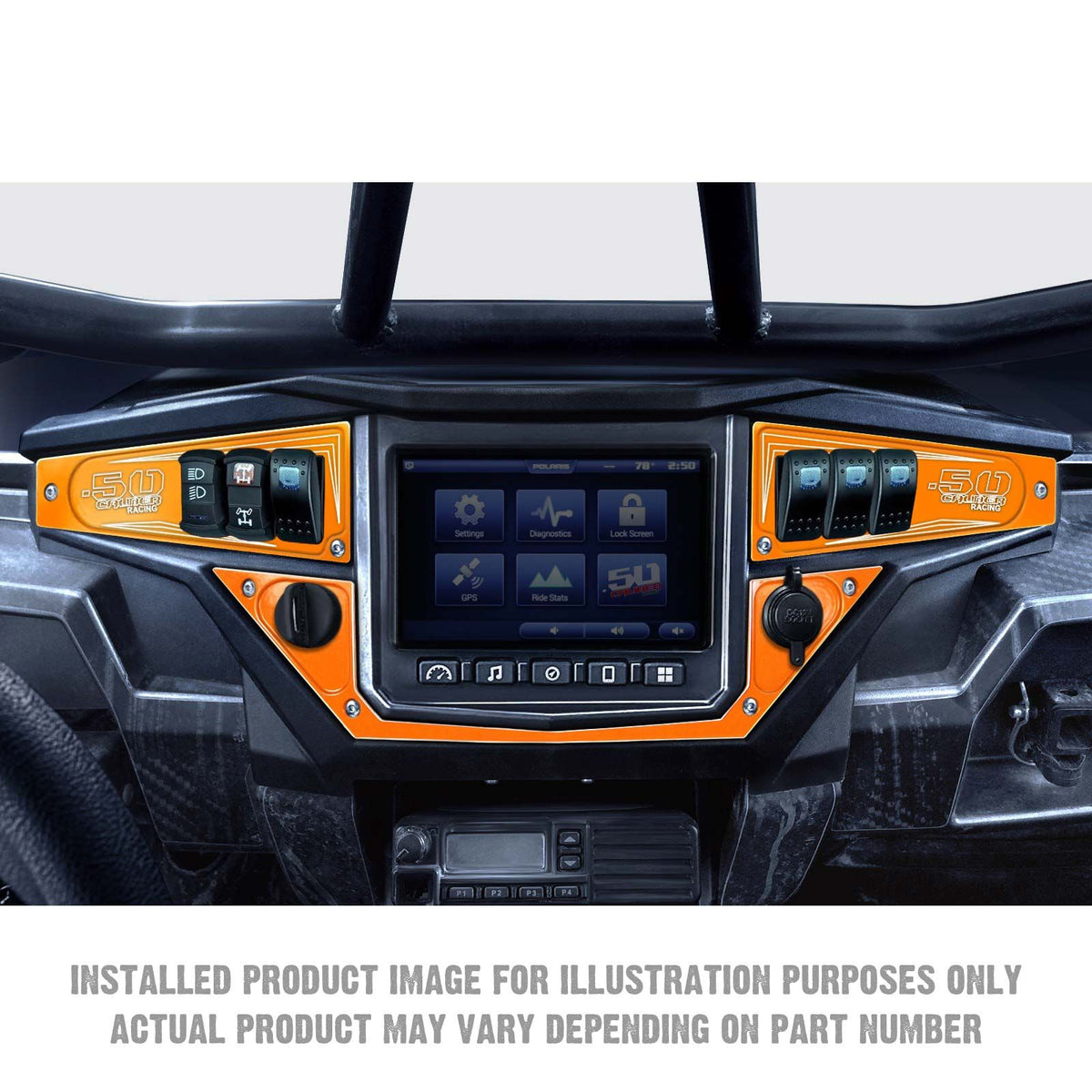 Orange | Polaris Ride Command 6 Switch Dash Panel Orange Madness 3 Piece Kit