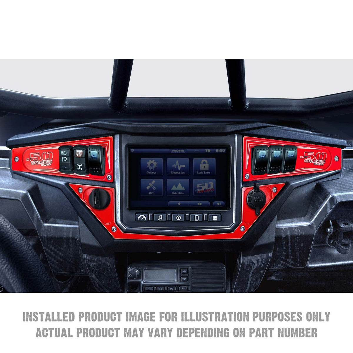 Red | Polaris Ride Command 6 Switch Dash Panel Red 3 Piece Kit