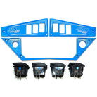 Voodoo Blue | Polaris Ride Command 6 Switch Dash Panel Voodoo Blue 3 Piece Combo with 4 Free Waterproof Carling Illuminated 12V Switches