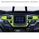 Lime Squeeze | Polaris Ride Command 6 Switch Dash Panel Lime Squeeze 3 Piece Combo with 4 Free Waterproof Carling Illuminated 12V Switches