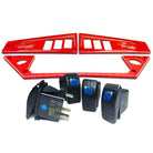 Red | Polaris Ride Command 6 Switch Dash Panel Red 3 Piece Combo with 4 Free Waterproof Carling Illuminated 12V Switches