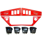 Red | Polaris Ride Command 6 Switch Dash Panel Red 3 Piece Combo with 4 Free Waterproof Carling Illuminated 12V Switches