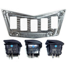 Raw Silver | 50 Caliber Racing Billet Aluminum 5 Switch Hole Dash Panel - Adds 3 Rocker Switch Mounting Locations - Raw Silver