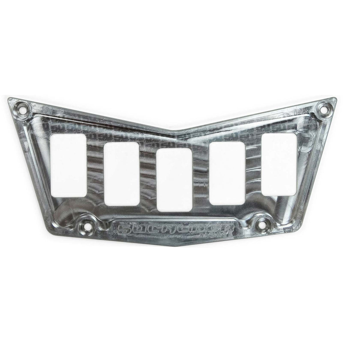 Raw Silver | 50 Caliber Racing Billet Aluminum 5 Switch Hole Dash Panel - Adds 3 Rocker Switch Mounting Locations - Raw Silver