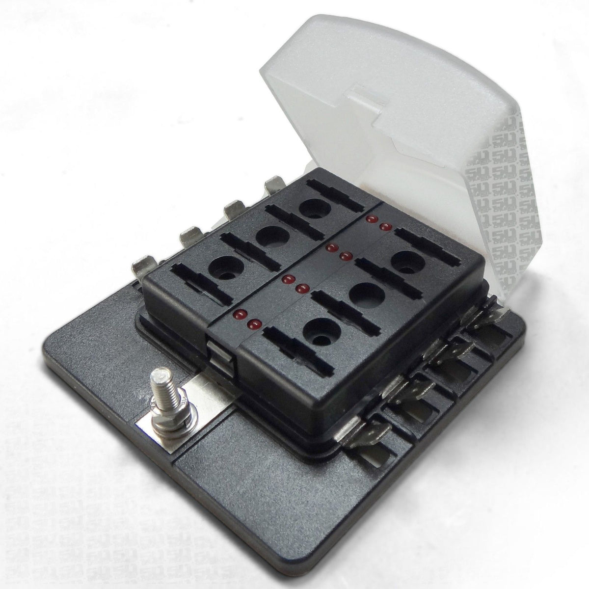 8 Way 12V Fuse Block - LED Indicators - Blade Terminals | Universal 8 Way Covered 12V Circuit Blade Fuse Box with LED Indicators and Accessories