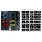 8 Way 12V Fuse Block - LED Indicators - Blade Terminals | Universal 8 Way Covered 12V Circuit Blade Fuse Box with LED Indicators and Accessories