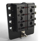 8 Way 12V Fuse Block - LED Indicators - Blade Terminals | Universal 8 Way Covered 12V Circuit Blade Fuse Box with LED Indicators and Accessories