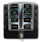 8 Way 12V Fuse Block - LED Indicators - Blade Terminals | Universal 8 Way Covered 12V Circuit Blade Fuse Box with LED Indicators and Accessories