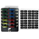 12 Way 12V Fuse Block - LED Indicators - Ring Terminals | Universal 12 Way Covered 12V Circuit Blade Fuse Box with LED Indicators and Accessories