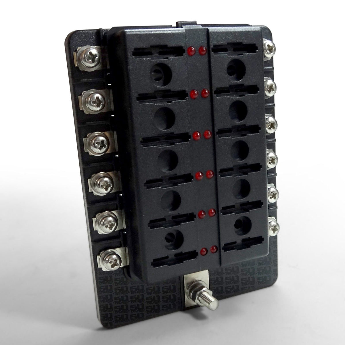 12 Way 12V Fuse Block - LED Indicators - Ring Terminals | Universal 12 Way Covered 12V Circuit Blade Fuse Box with LED Indicators and Accessories