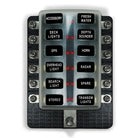 12 Way 12V Fuse Block - LED Indicators - Ring Terminals | Universal 12 Way Covered 12V Circuit Blade Fuse Box with LED Indicators and Accessories