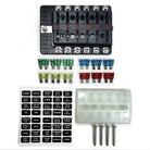 12 Way 12V Fuse Block - LED Indicators - Ring Terminals | Universal 12 Way Covered 12V Circuit Blade Fuse Box with LED Indicators and Accessories