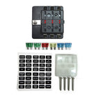 6 Way 12V Fuse Block - LED Indicators - Blade Terminals | Universal 6 Way Covered 12V Circuit Blade Fuse Box with LED Indicators and Accessories