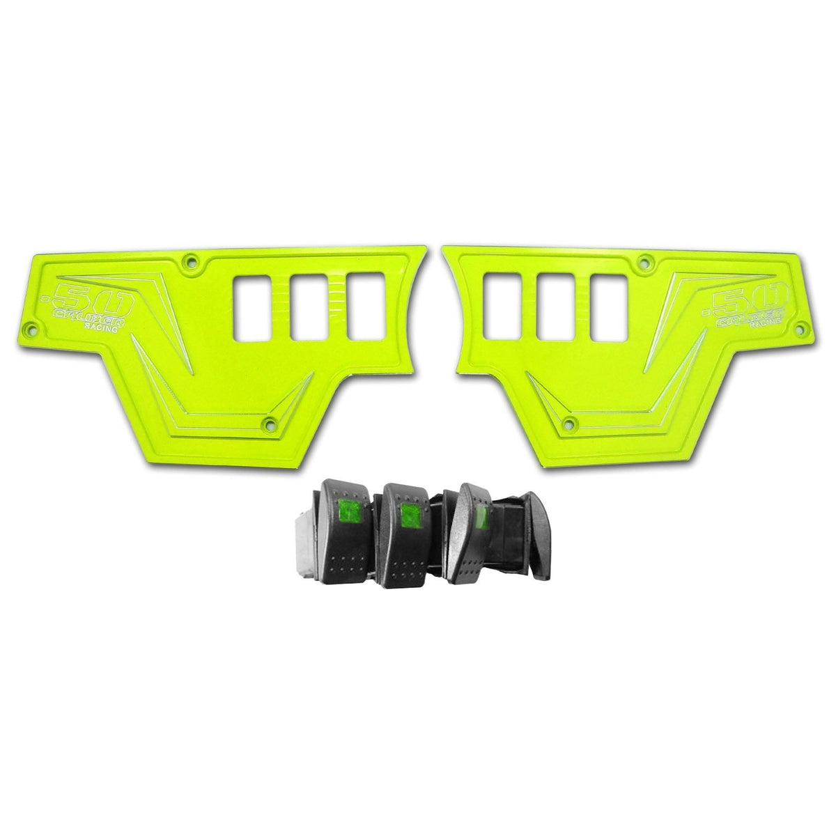 Lime Squeeze | Lime Squeeze 6061 CNC Billet 6 Switch Dash Panel for RZR XP1000 - 2 Piece with 4 Additional Rocker Switches Included