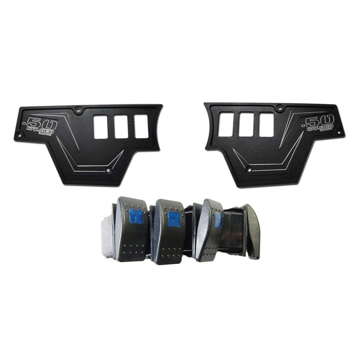 Black | Stealth Black 6061 CNC Billet 6 Switch Dash Panel for RZR XP1000 - 2 Piece with 4 Additional Rocker Switches Included