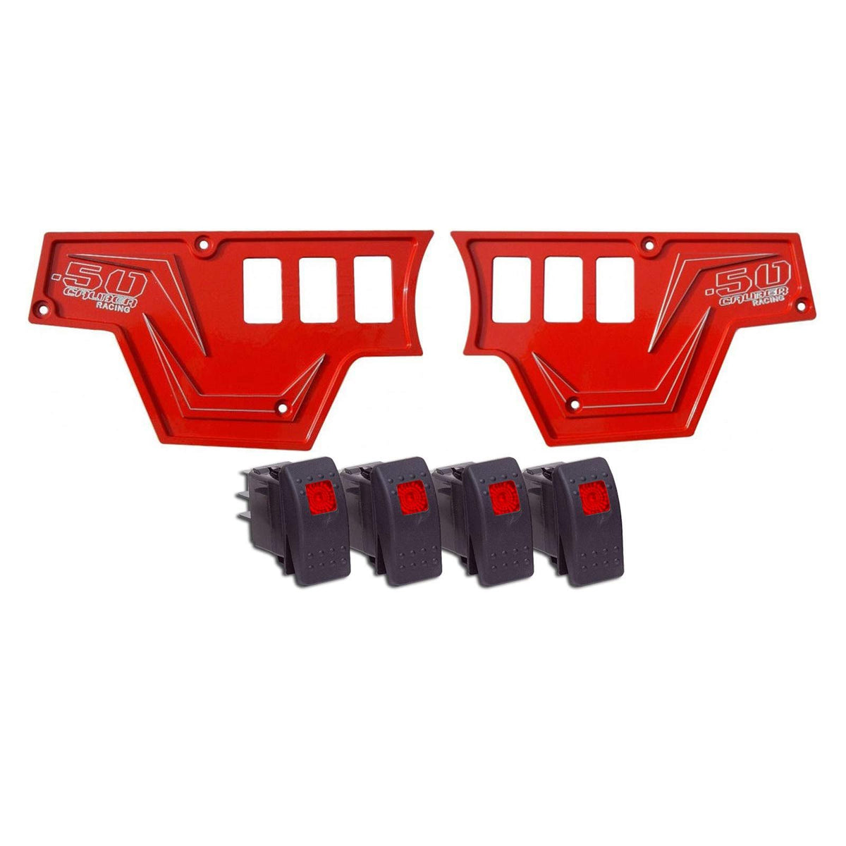 Red | Havasu Red 6061 CNC Billet 6 Switch Dash Panel for RZR XP1000 - 2 Piece with 4 Additional Rocker Switches Included