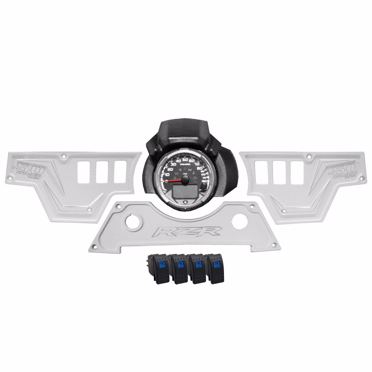 White | White Lightning 6061 CNC Billet 6 Switch Dash Panel for RZR XP1000 - 3 Piece with 4 Additional Rocker Switches Included